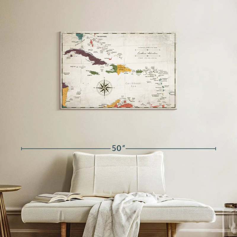 My Home I Push Pin Caribbean Map, H 24 po x l 36 po