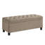 Banc de rangement capitonné capitonné, banc d'entrée en tissu de lin avec pieds en bois fuselés-129757802-129757803-129757805