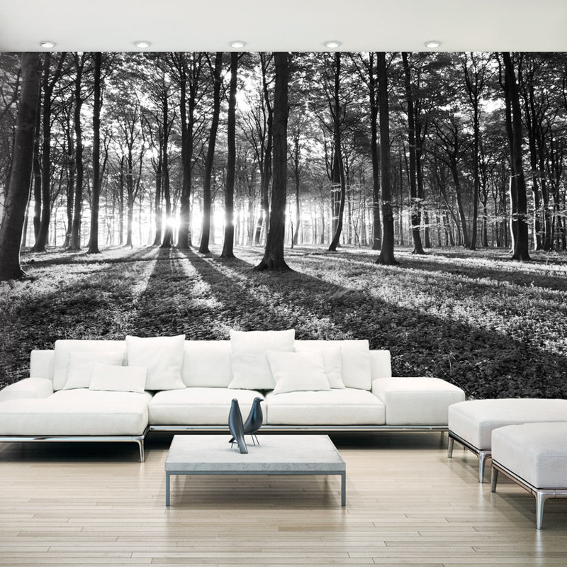 Murale Feeko Spring Morning in the Forest, Grey, L 110,2 po x l 192,9 po