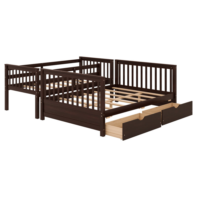 Bunk Bed with Ladder and Drawers, Dark Brown