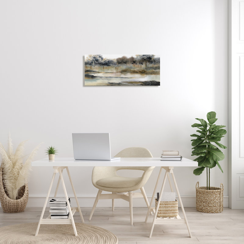 "Trees by Lakeside Landscape", art mural par Carol Robinson, H 13 po x l 30 po x P 1,5 po