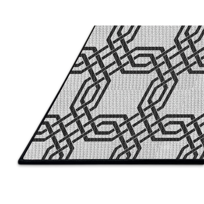 Tapis gris/crème tissé à la machine, Rectangle 6 pi x 9 pi