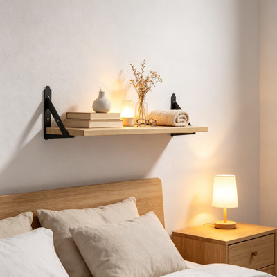 Wood Floating Shelves Set of 4, Rustic Storage Decor Wall Shelves, Wall Mounted Shelf for Living Room, Bedroom