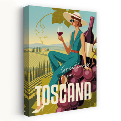 Tuscan Wine Country Style Elegant Retro Vintage Cypress Landscape Summer Wall Art
