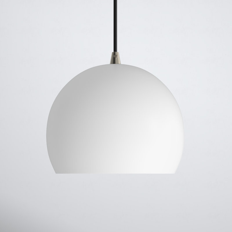 Schultz 10" W Metal 1-Light Single Globe Pendant , White