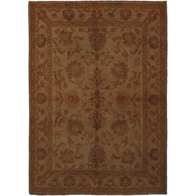 Humberto One-of-a-Kind 5'7" x 7'10" 2010s Rectangle Wool Area Rug in Brown and Cream