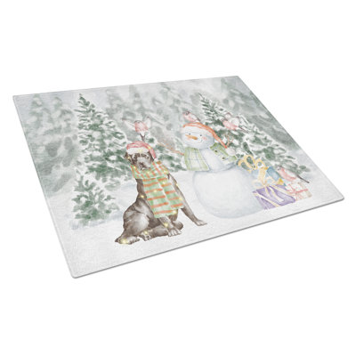Labrador Retriever Black With Christmas Presents Glass Cutting Board Largecutting Board