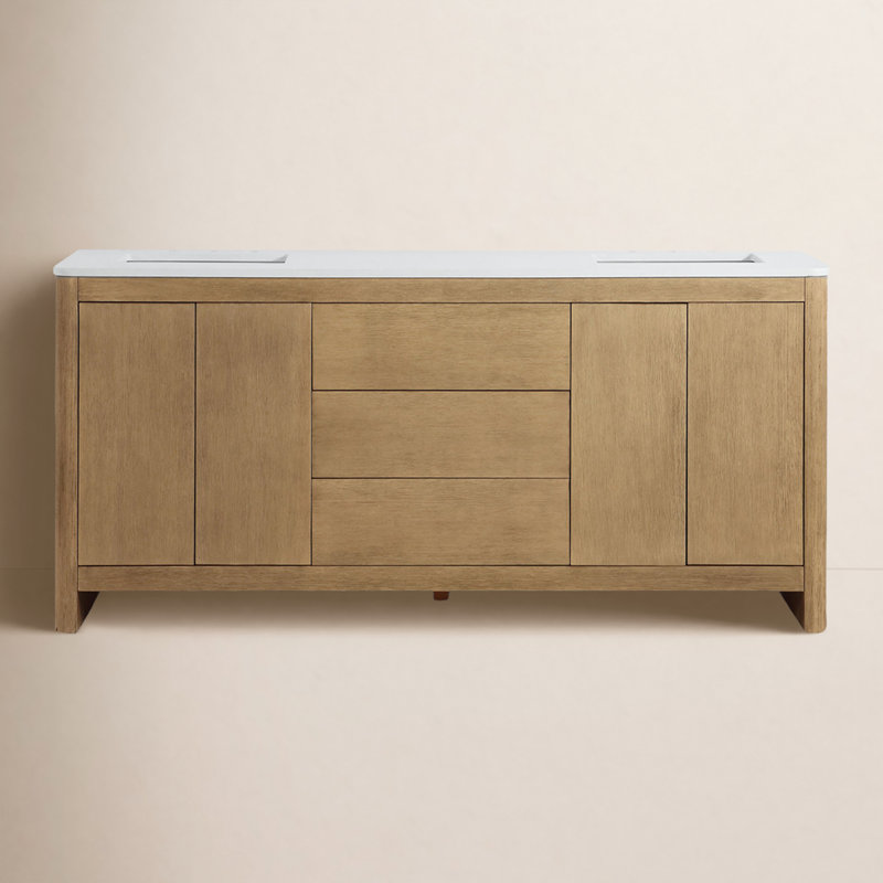72'' W Double Vanity, Brushed Oak