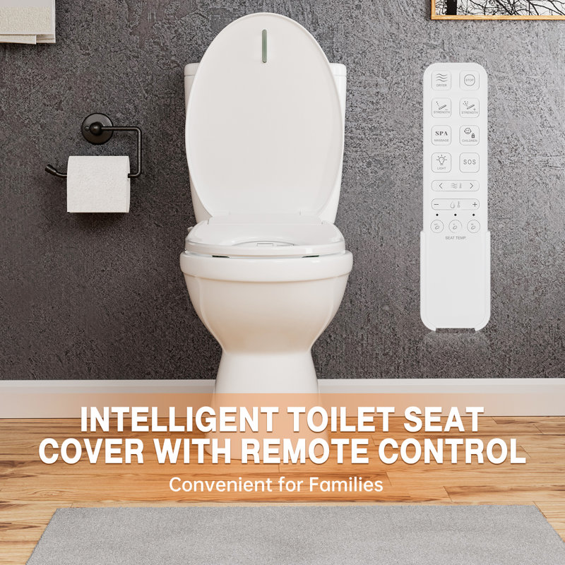 Sièges de toilette intelligents 19 po avec eau chaude instantanée, séchoir à air, veilleuse, télécommande 19 po