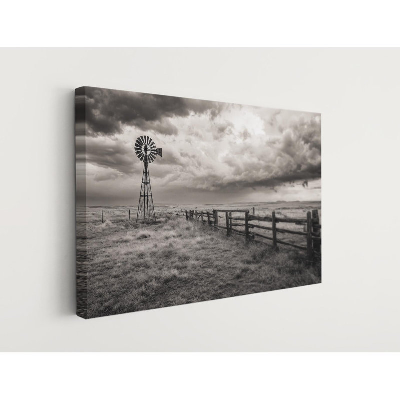 Impression sur toile Texas Windmill - Rustic Farmhouse Wall Art, H 24 po x l 36 po