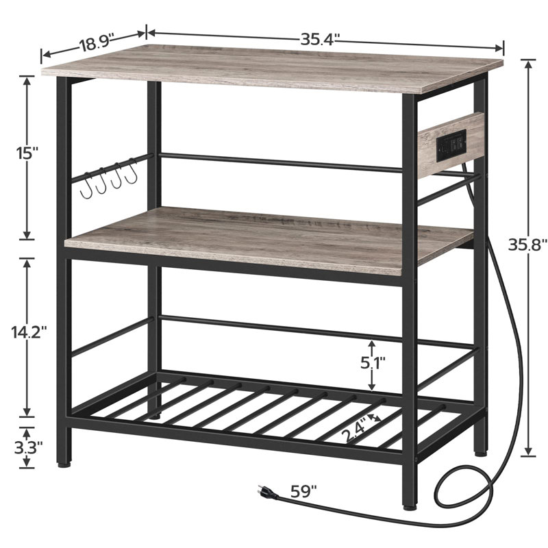 Tamathy Kitchen Island, Black/Greige