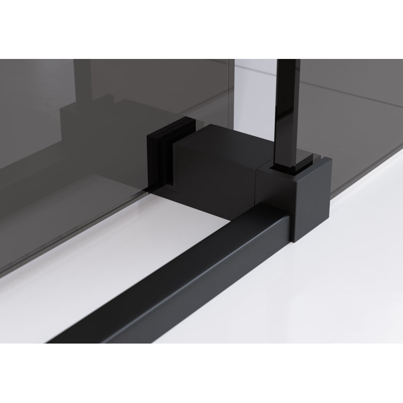 Equinox 56 - 60 in. x 60 in. Fully Frameless Gray Tinted Sliding Bathtub Door, Matte Black