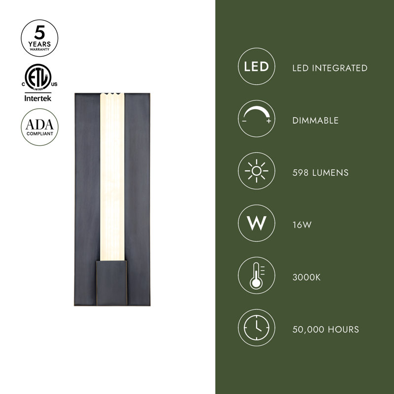 Kismet 1 - Light LED Bath Sconce, Urban Bronze/Alabaster