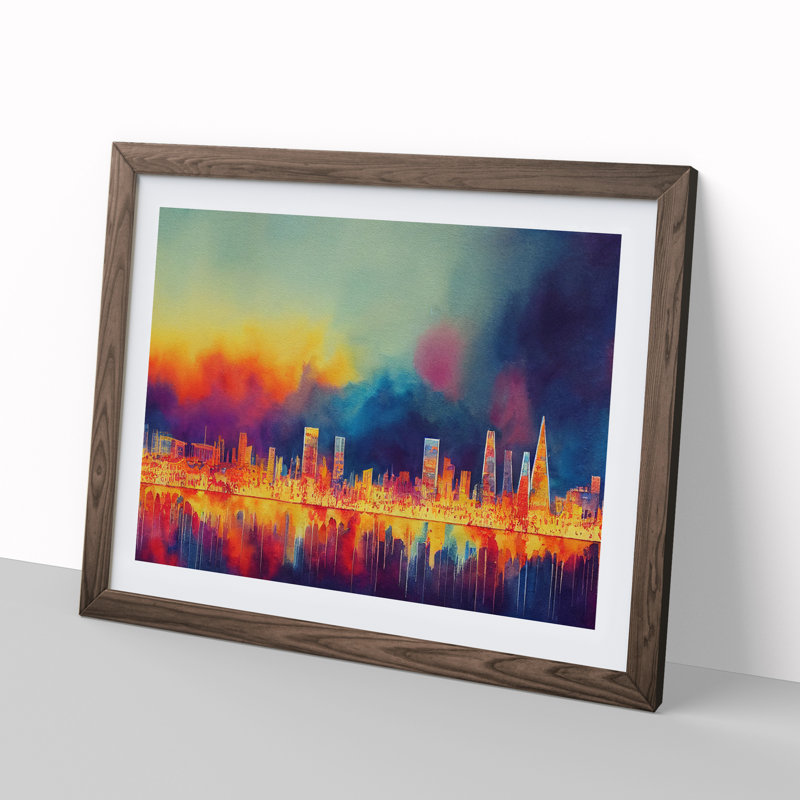 London Skyline Art Vol.2 Abstract - Single Picture Frame Print, 34cm H x 46cm W, Walnut