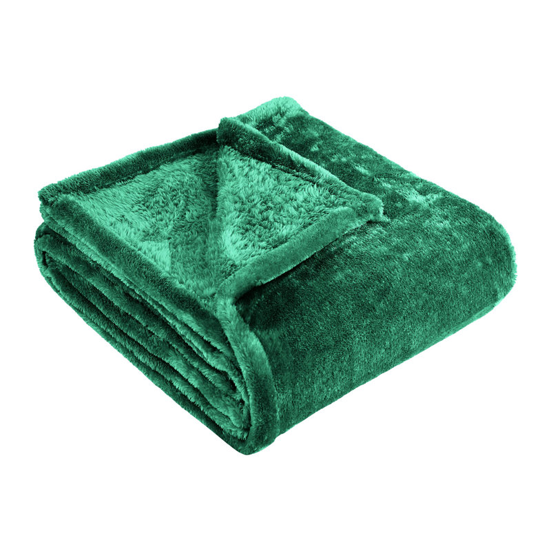 Evergreen Full Reversible Fleece Wool Throw Blanket