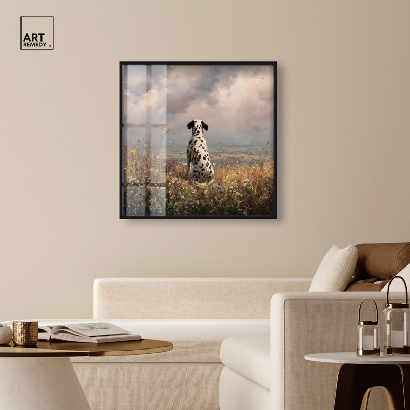 Décoration murale pour animal de compagnie «Meadow Watcher I» par Art Remedy, cadre noir, 41 x 41, H 41 po x l 41 po