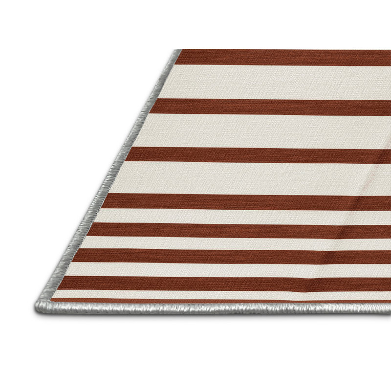 Tapis beige à rayures horizontales lavable à la machine, Tapis de couloir 2 pi x 4 pi