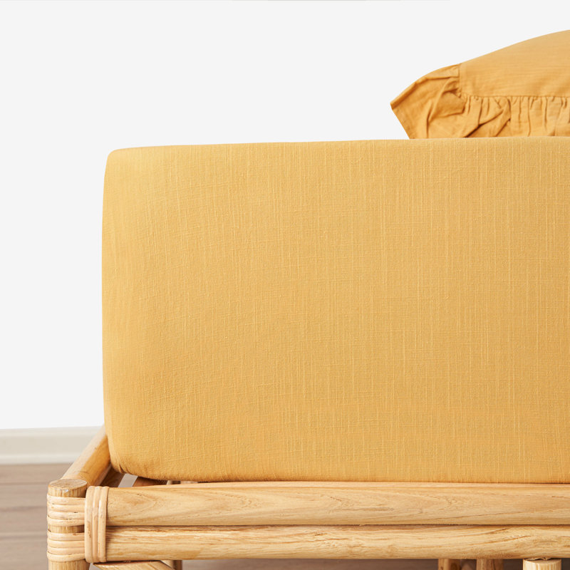 Chadwicks Sateen Plain Weave Fitted Sheet, Mustard, King