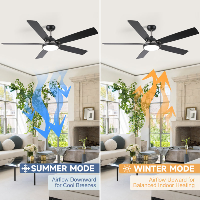 Ventilateur de plafond 52 pales 52 pouces en bois noir avec lumière et télécommande