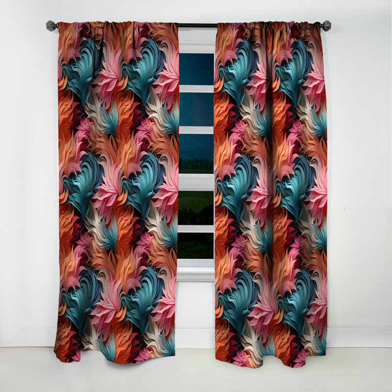 Corail illusion motif tropical III - Rideau floral - Rideau occultant floral - 1 panneau, L 52 po x L 84 po