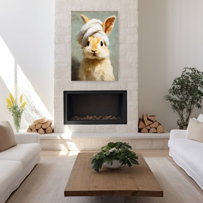 «Bathroom Bunny», art mural abstrait romantique moderne