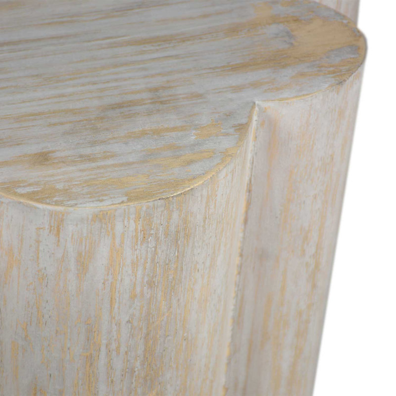 Modern Gray Whitewash Wood Oval Pedestal End Table