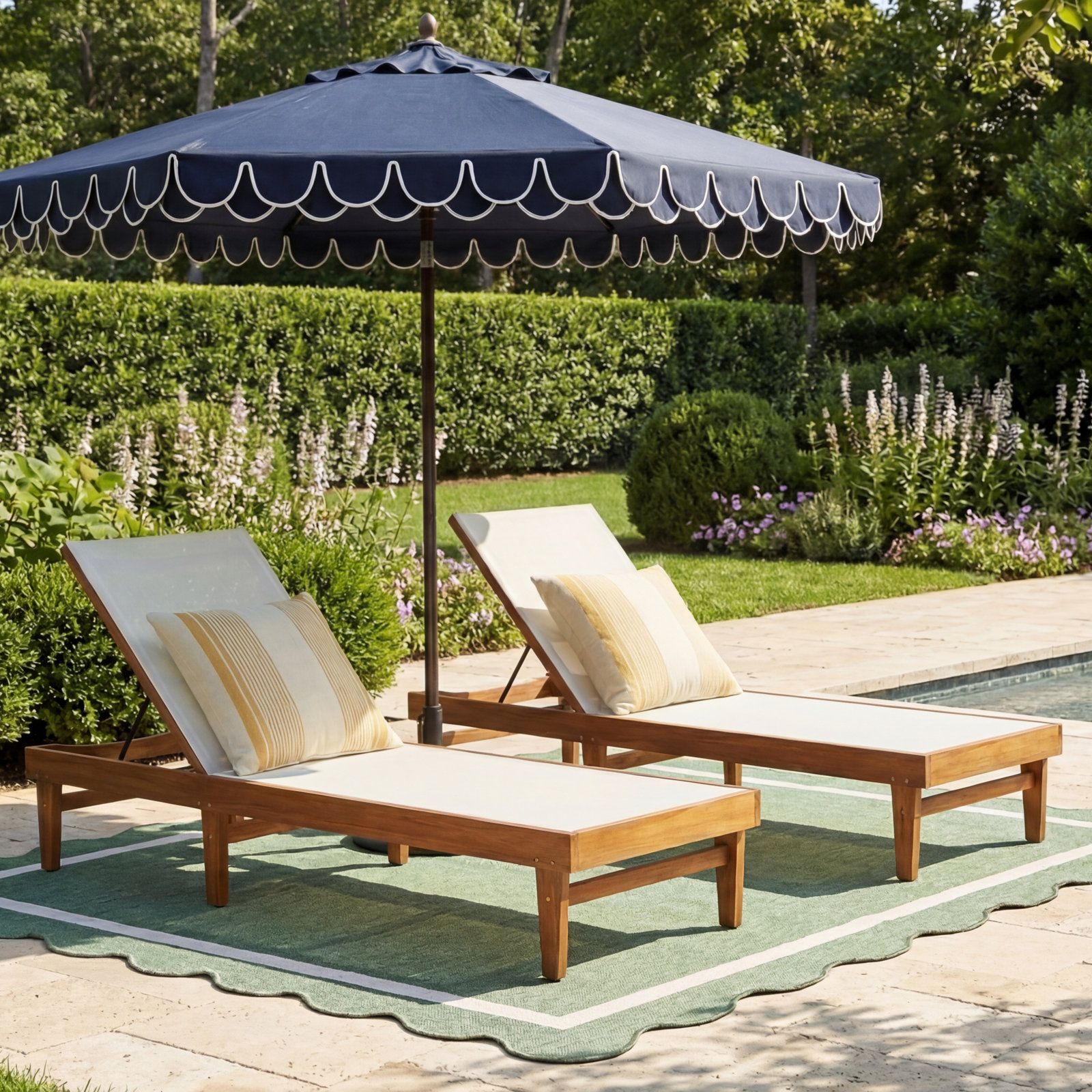 Scheiner 24" Acacia Patio Chaise Lounge Set, Teak