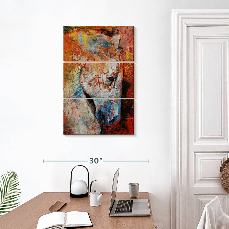 Brampt White Abstract Horse, 32" H x 20" W