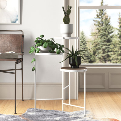 Support pour plante rond en bois massif Logan