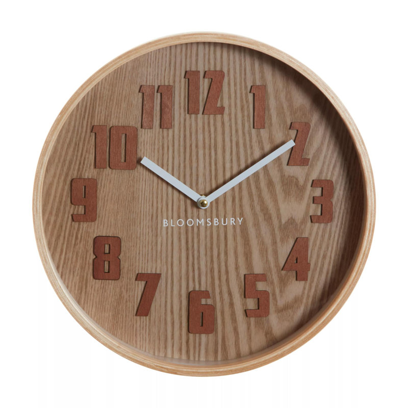 Maddison Wall Clock, 30" H x 30" W x 5" D, Brown Grain