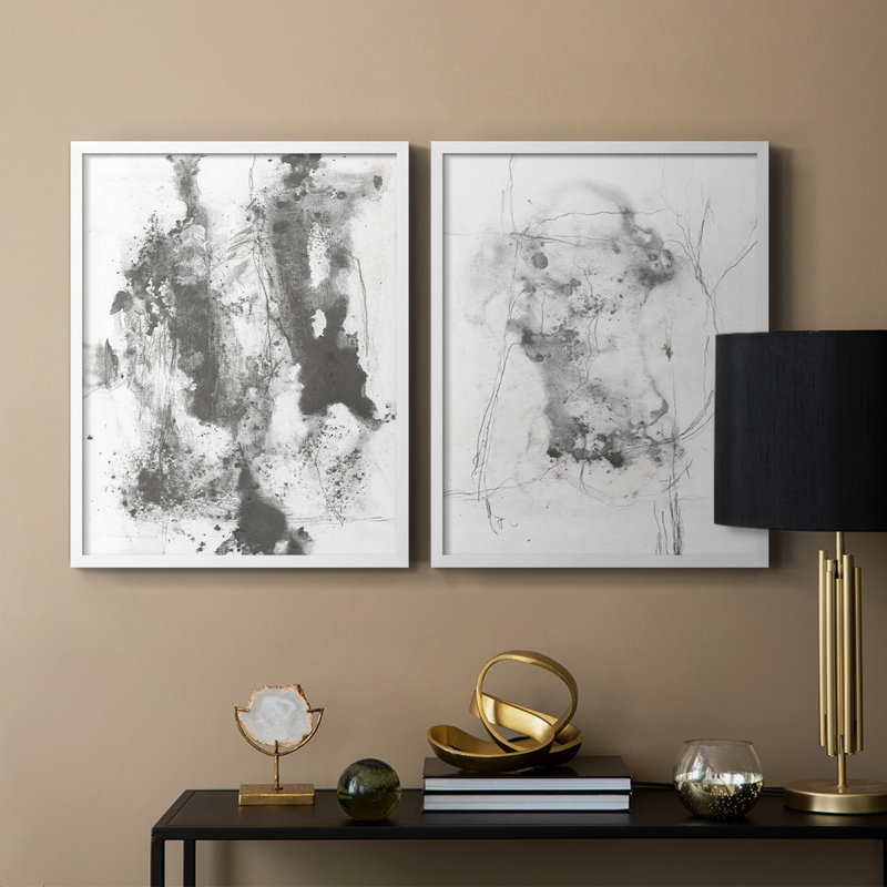 Graphite Abstract III - reproduction encadrée de qualité supérieure - prête à être accrochée - aucun clou requis - aucun clou requis