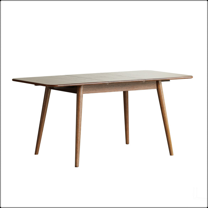Walnut Colour Solid Oak Round Corner Diagonal Leg Telescopic Table 1.2-1.6M, For 6-8 People