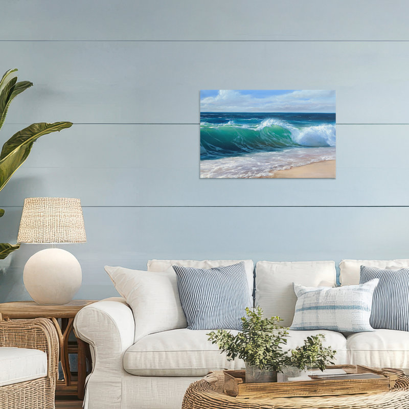 Contenu, toile de vagues de plage, design par Dimitri Sirenko, H 20 po x l 30 po