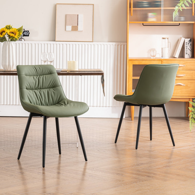 Chaise d'appoint rembourrée en similicuir Emsley avec pieds en métal, Vert haricot