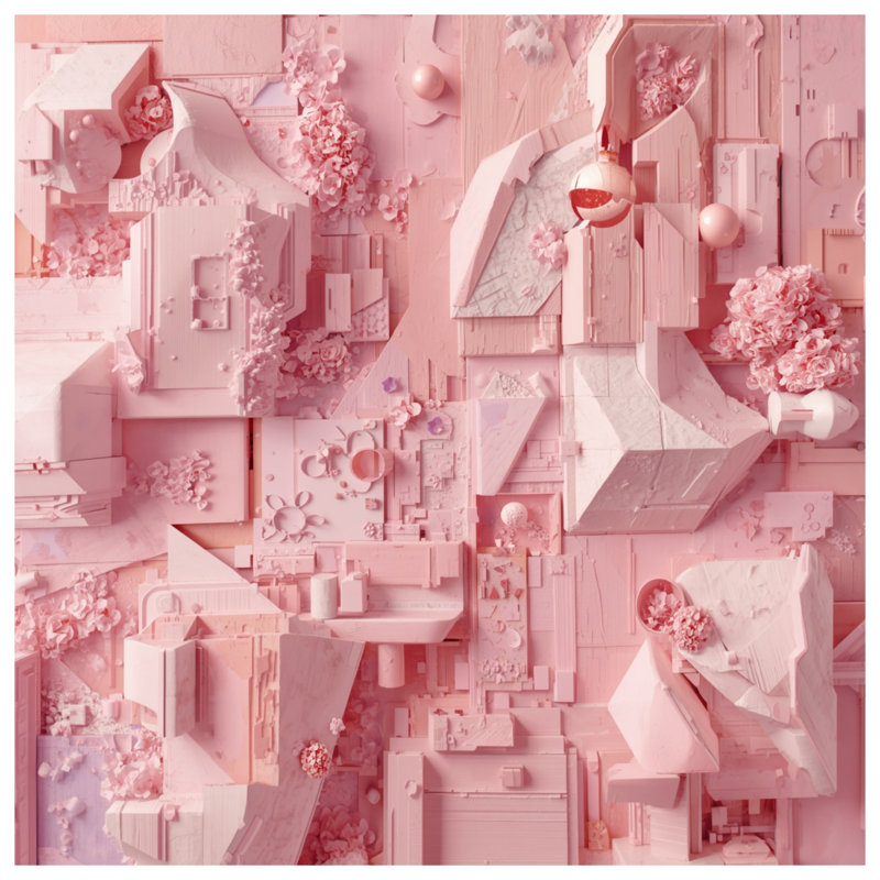 Tapis de bain rose à architecture géométrique, L 34 po x L 21 po
