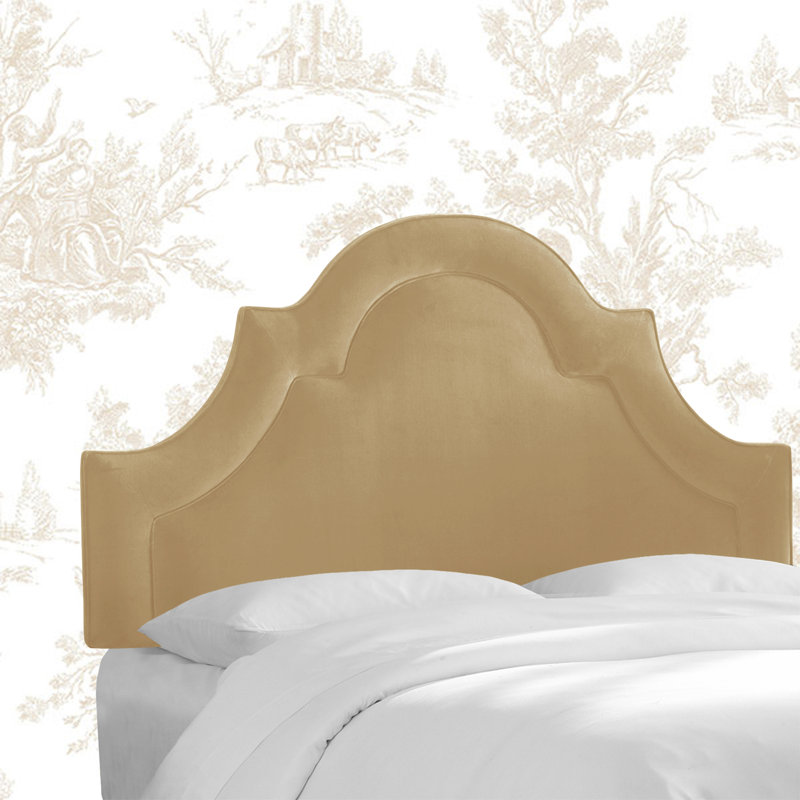 Tête de lit tapissier en velours Aurella, Grand, Velours classique, loutre