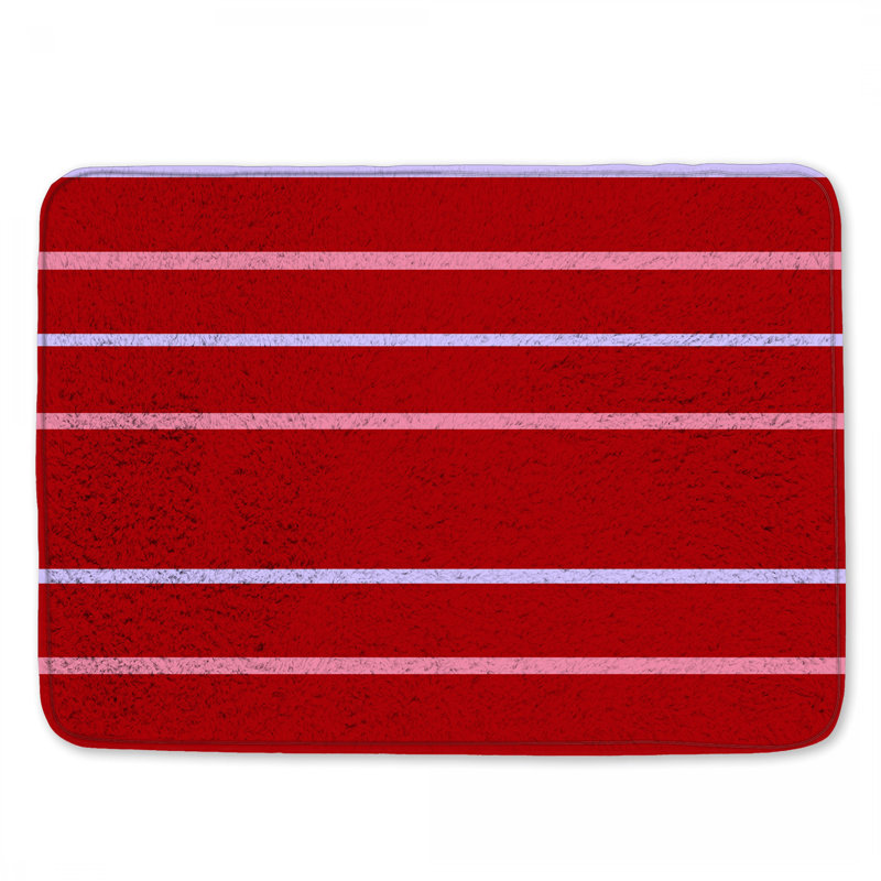 Tapis de bain rouge à rayures lavande, L 34 po x L 21 po