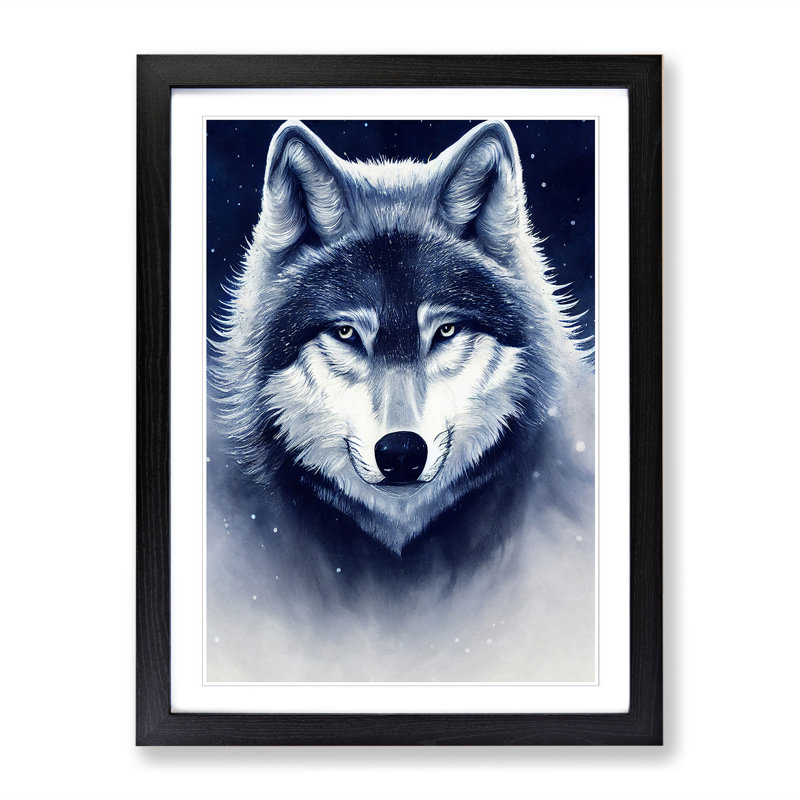 Wolf Fantasy - Single Picture Frame Print, 46cm H x 34cm W x 2cm D, Oak