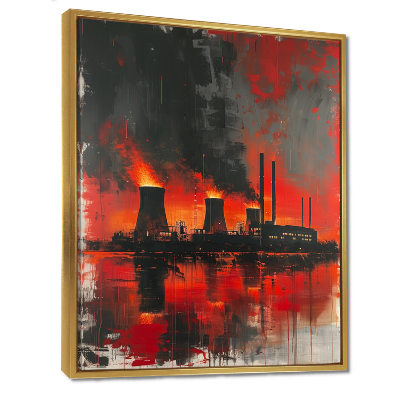 «Red Power Industrial Power Plant II» par Red Red, Cadre flottant doré, H 24 po x l 32 po