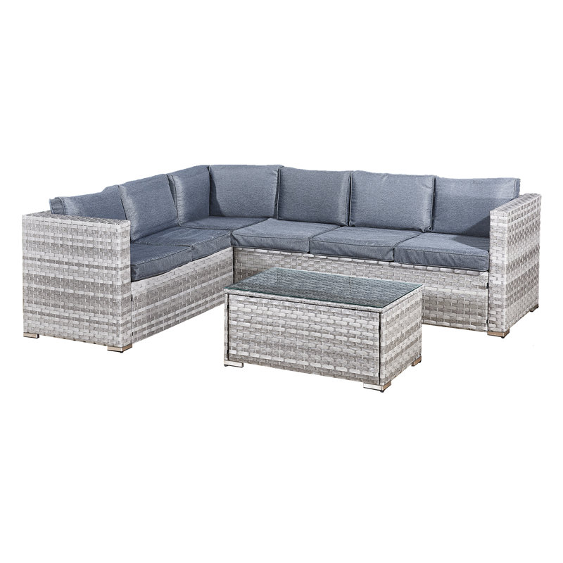 Acorn Rattan 6 Seat Corner Sofa Set, Grey