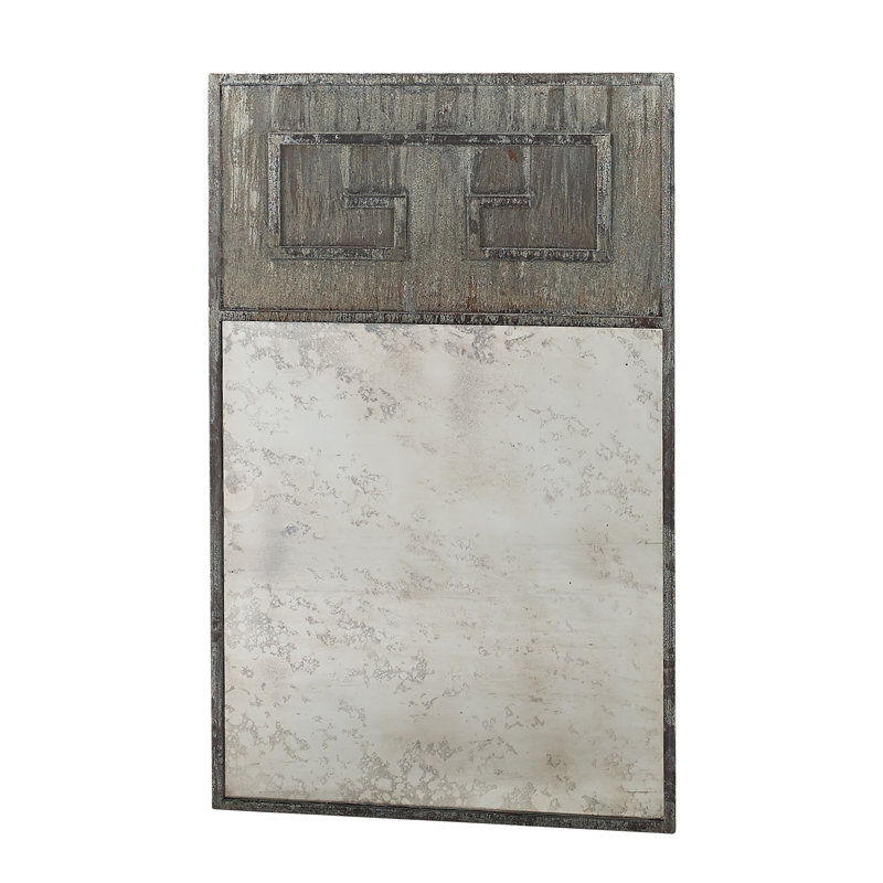 Greek Industrial Accent Mirror, 48" H x 30" W, Deep Ocean/Antiqued Mirror