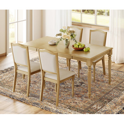 5 Piece Dining Set, One Dining Table & 4 Dining Chairs, Farmhouse Dining Table Set For 4-6, Oak