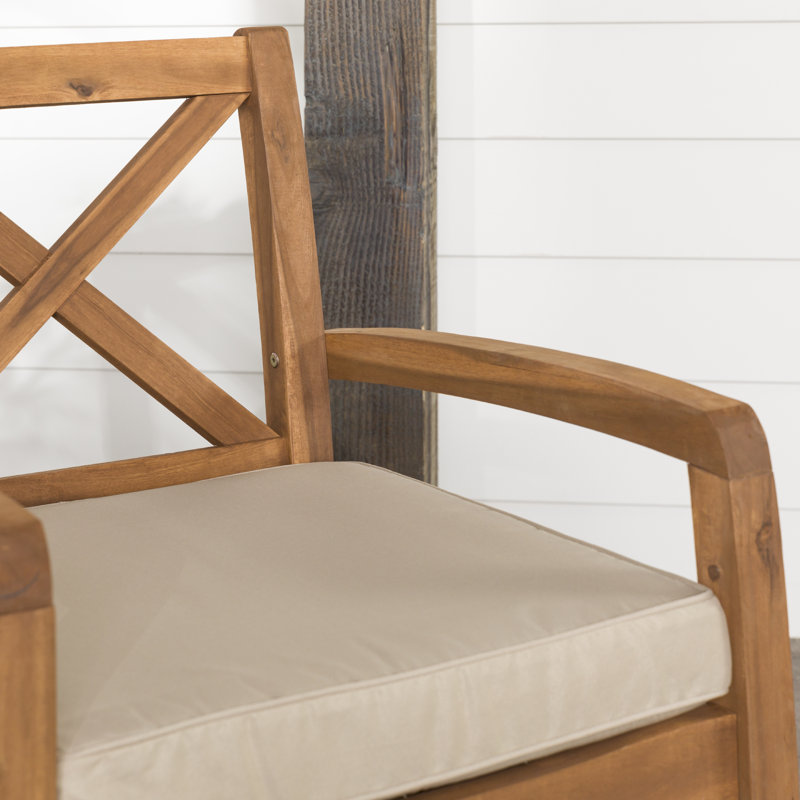 Chaises d'extérieur en acacia avec dossier en X et coussins Harbison