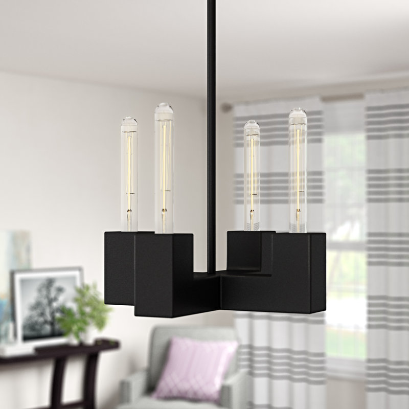 Jeterson 4 - Light Steel Dimmable Chandelier
