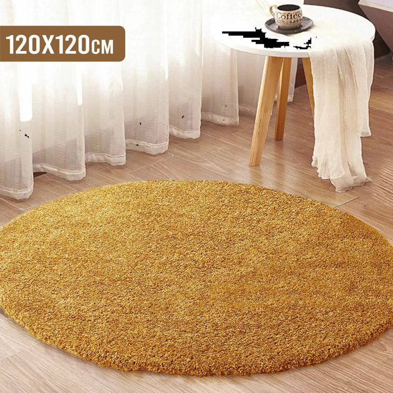 Solid Colour Shag Area Rug, Round 120 cm