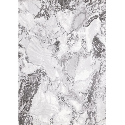 Ominous Grey White Dense Indoor Area Rug