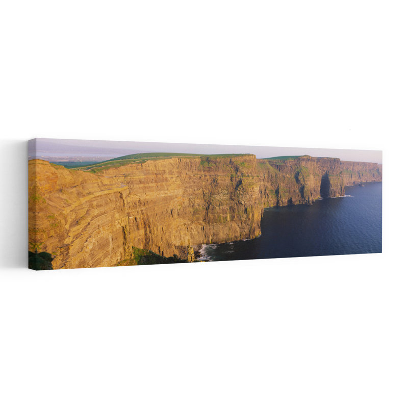 High Angle View Of Cliffs Cliffs Of Mother County Clare Republic Of Ireland by Ed McKinney - Wrapped Canvas Panoramic Print