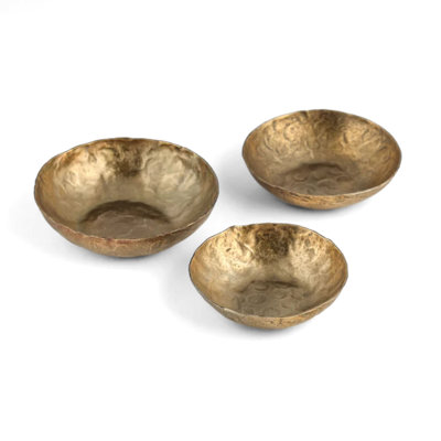 Ensemble de 3 bols ronds en fer martelé Shah