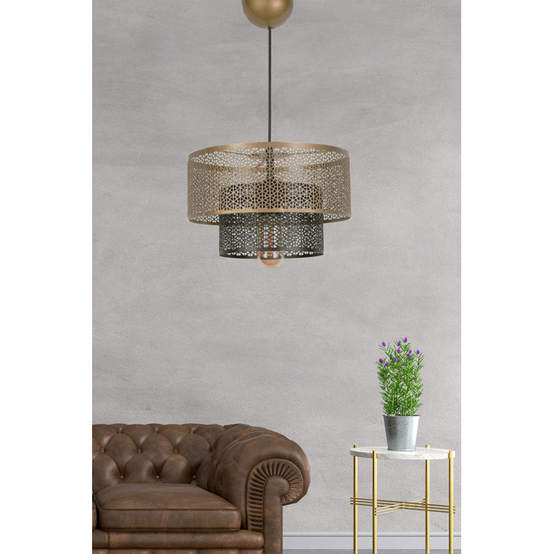 Lustre moderne avec corps en plastique et capuchon en métal, 25,6 po x 7,5 po | Douille E27, 40 W maximum | Noir chic et finition antique | Idéal pour les espaces glamour et d'inspiration champêtre, parfait pour l'éclairage de la salle à manger et du vestibule