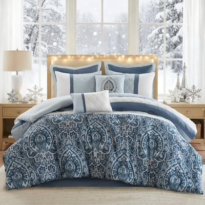 Shawnee 8-Piece Microfiber Damask Comforter Set